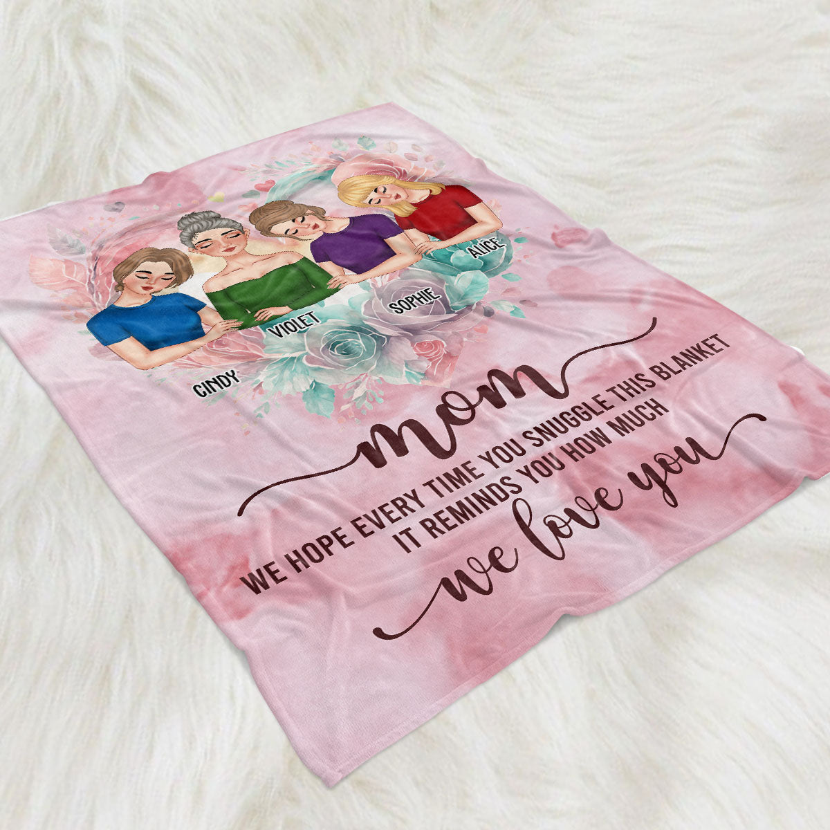 We Love You Mom - Personalized Custom Fleece Blanket