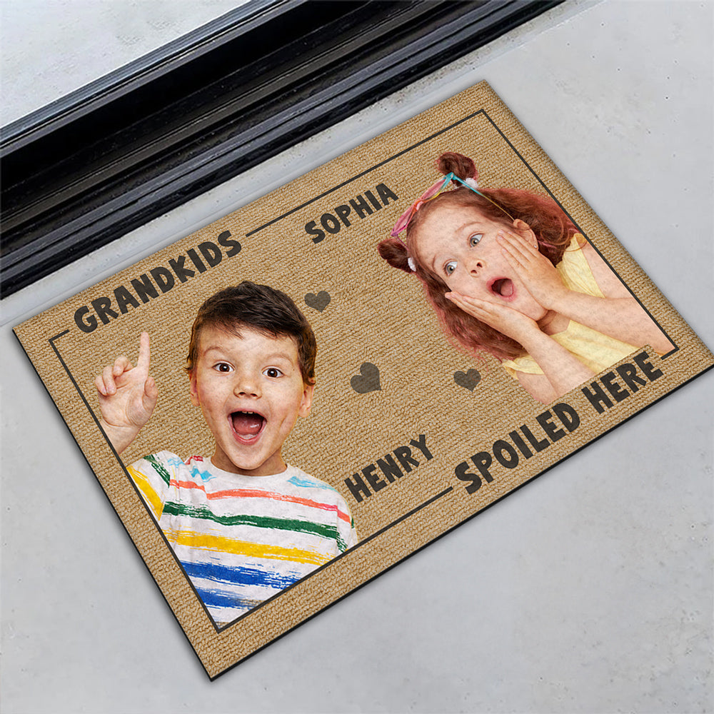 Grandkids Spoiled Here Custom Photo - Personalized Custom Doormat