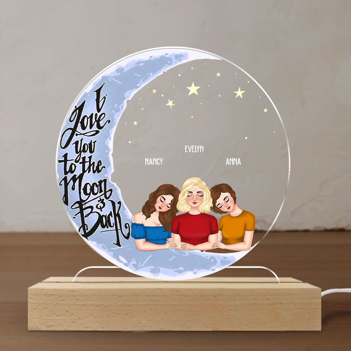 Love Mom To The Moon And Back - Personalized Custom LED Light