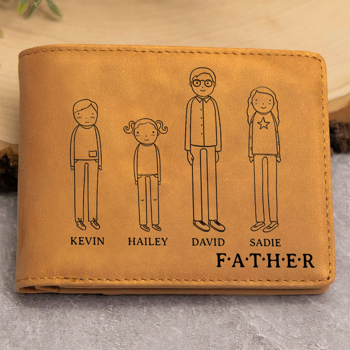 Happy Fathers Day - Personalized Custom Men Leather Wallet