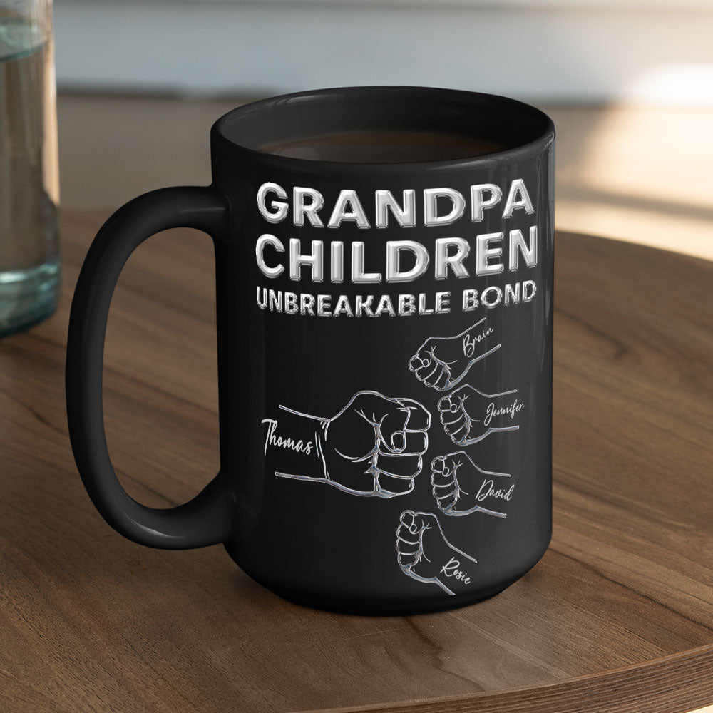 Grandpa Children Unbreakable Bond - Personalized Custom Black Coffee Mug