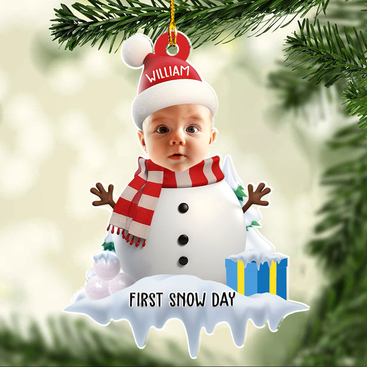 Baby First Snow Day - Personalized Custom Acrylic Ornament
