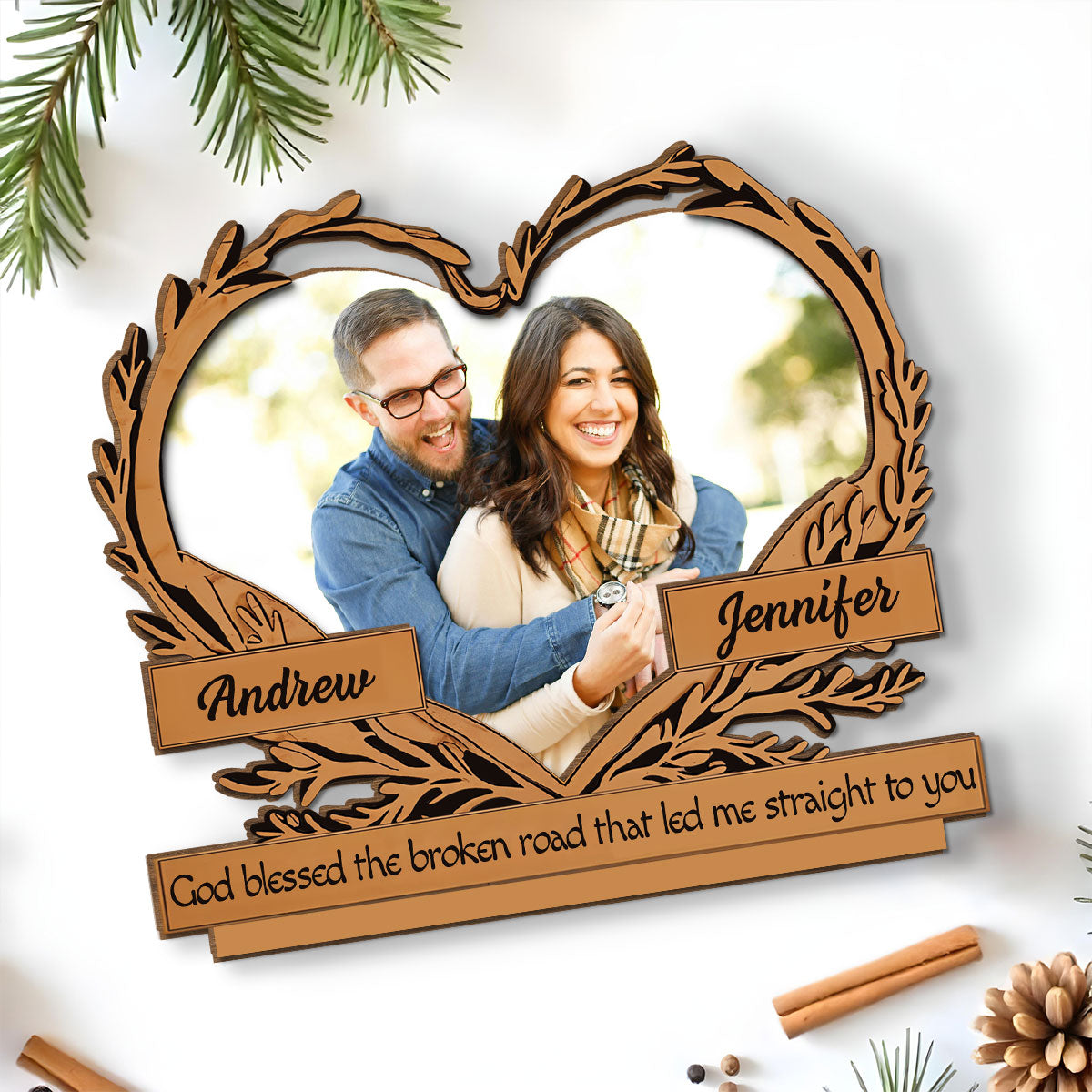 Led Me Straight To You - Personalized Custom 2-Layer Wood Plaque With Flat Base