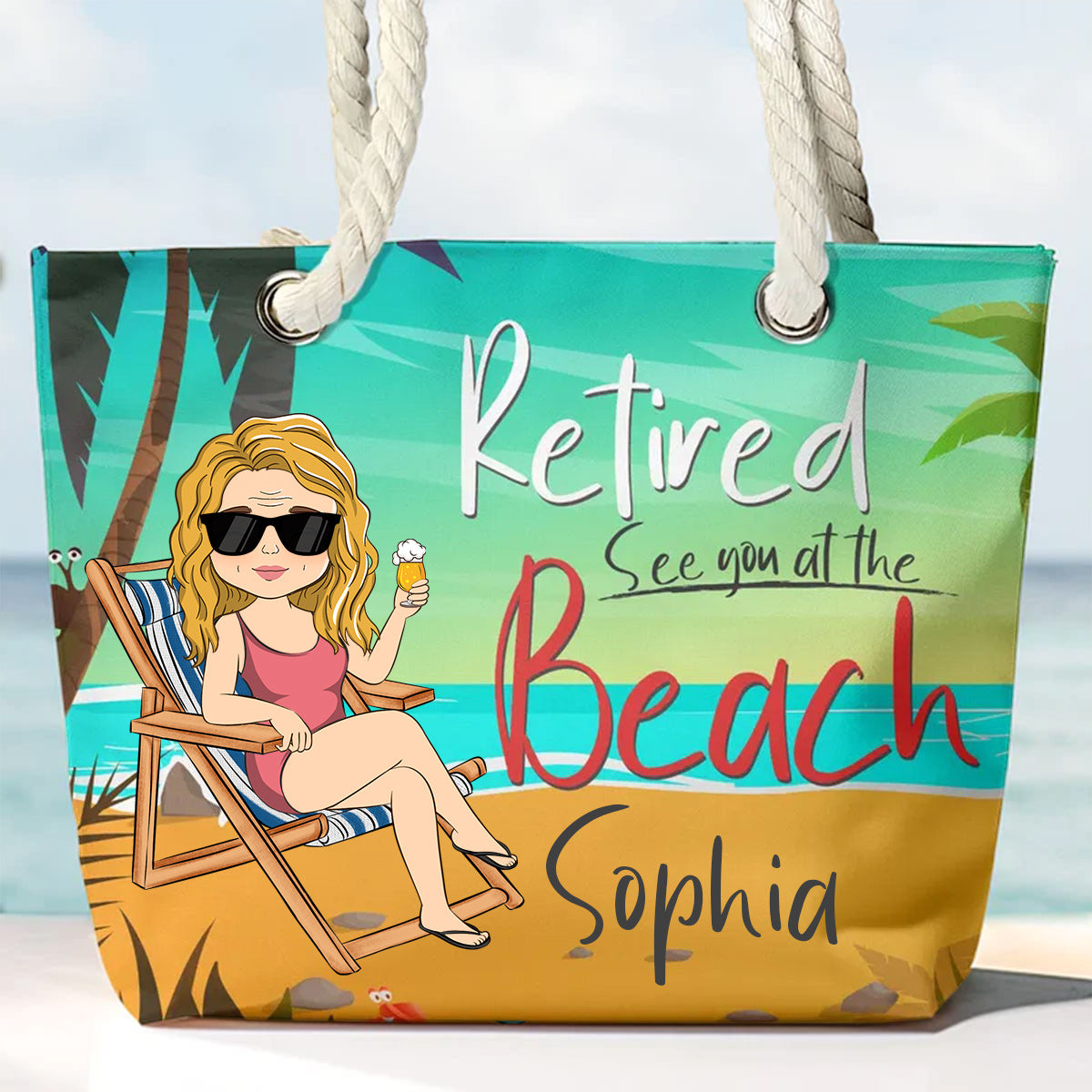 Retired See You At The Beach - Personalized Beach Bag