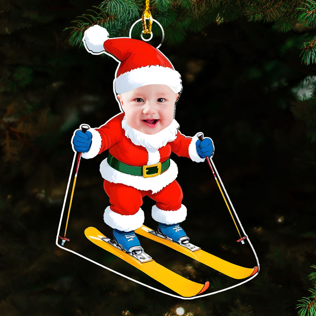 Skiing Christmas - Personalized Custom Acrylic Ornament
