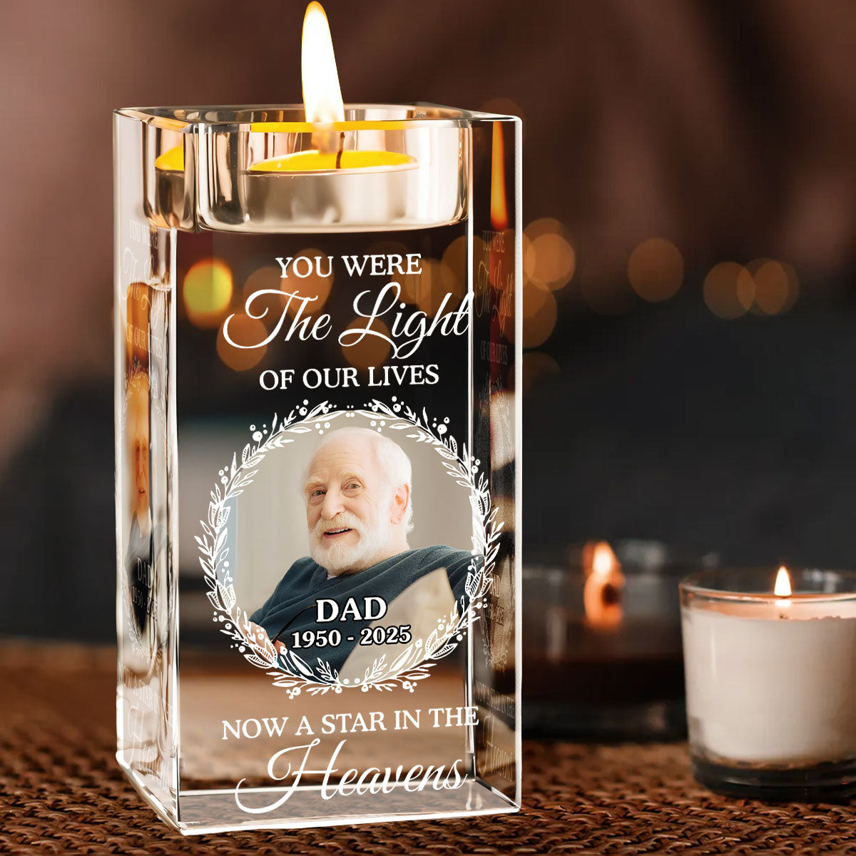 Our Light - Personalized Custom Crystal Candle Holder