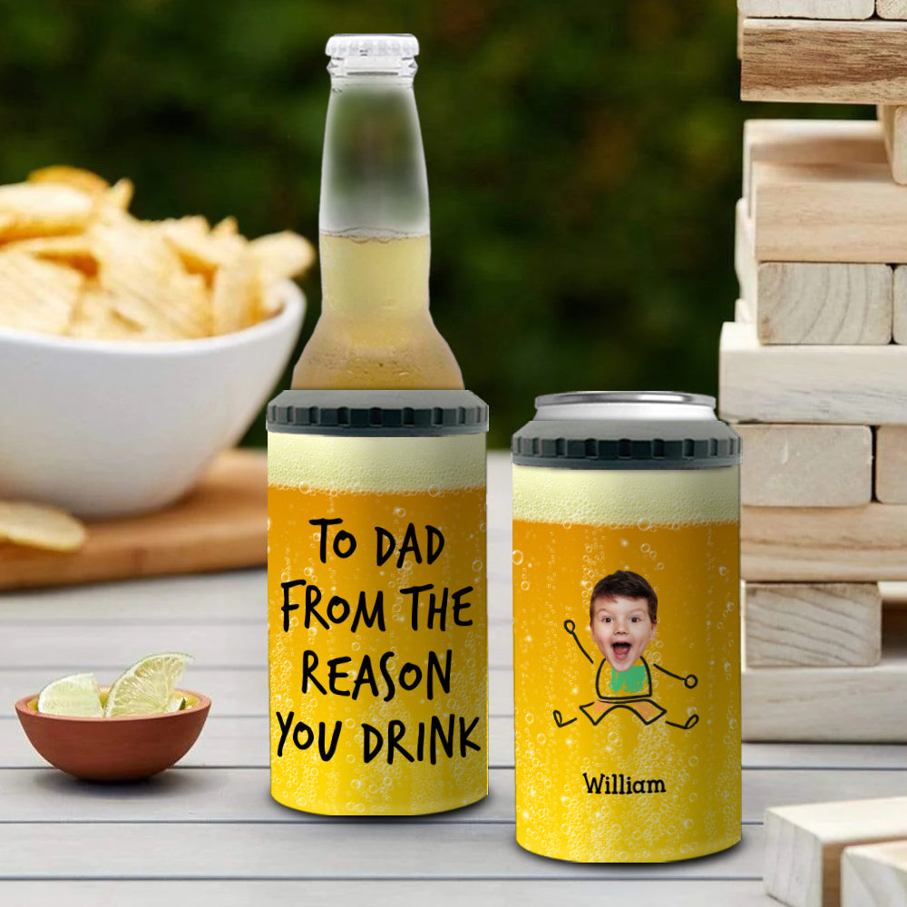 To Dad From The Reasons You Drink - Personalized Custom Can Cooler Tumbler