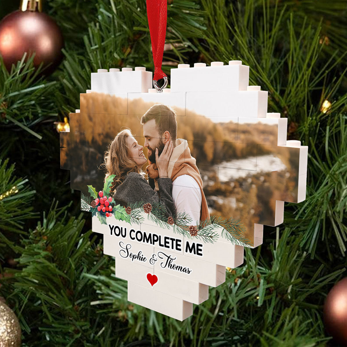 You Complete Me - Personalized Custom Heart Puzzle Ornament