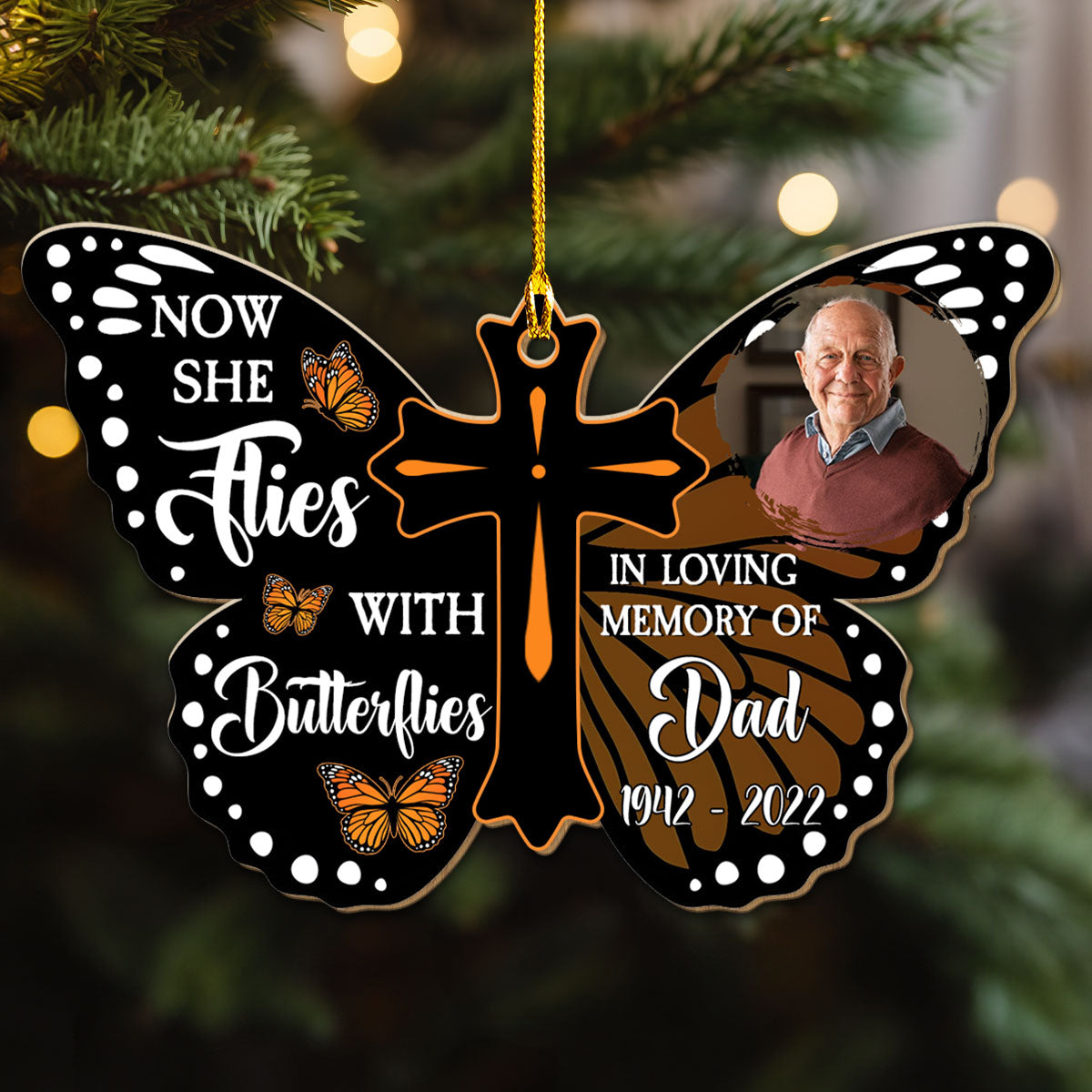 Flying With Butterflies - Personalized Custom Wood Ornament