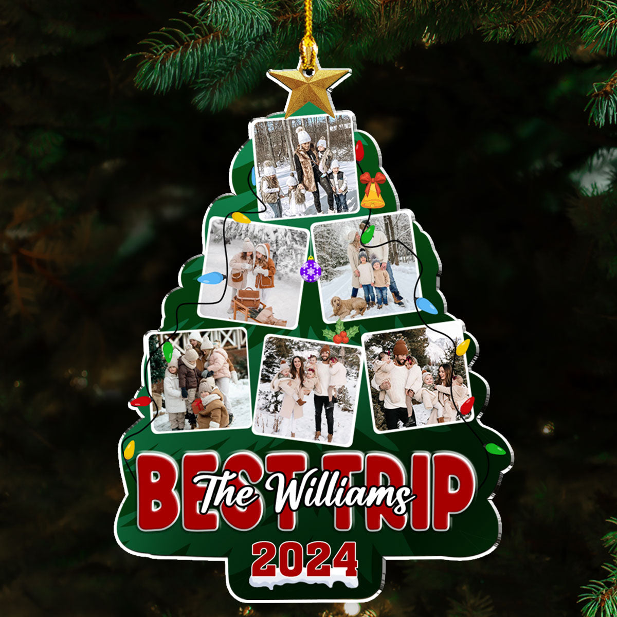 Photo Family Christmas Tree - Personalized Custom Acrylic Ornament