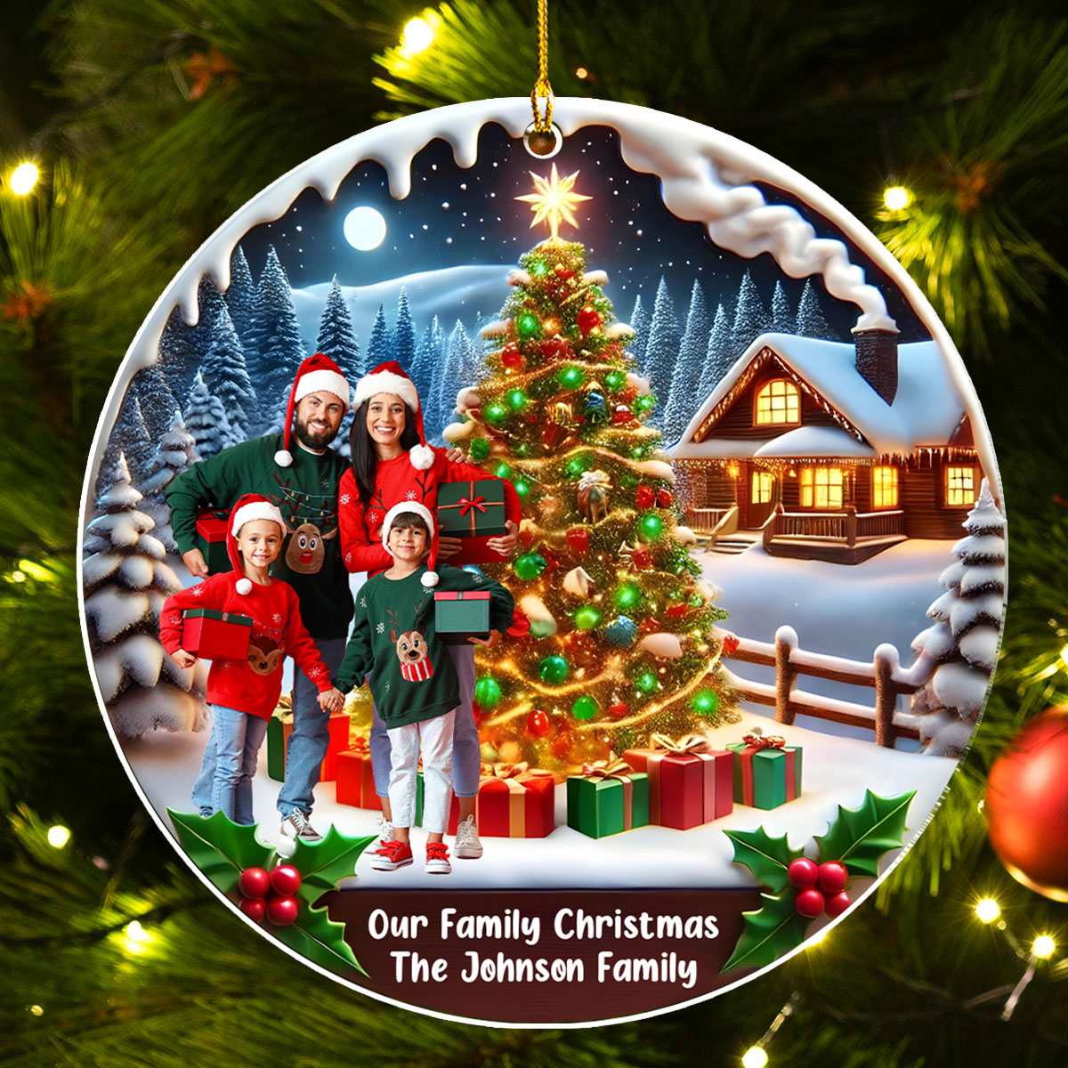 Family With Christmas - Personalized Custom Acrylic Ornament