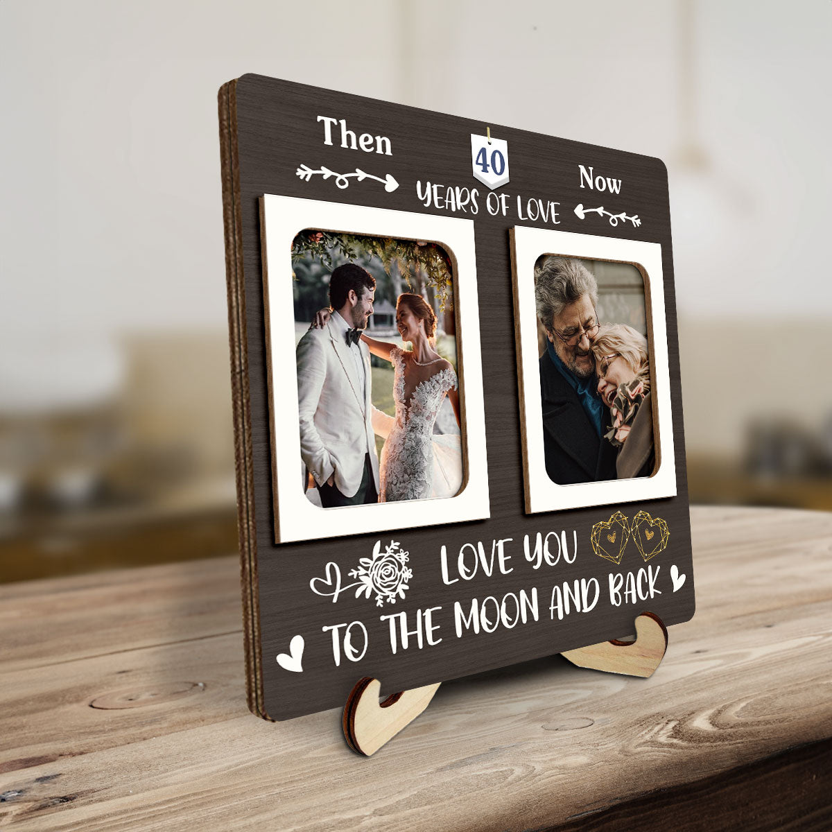 Then And Now - Personalized Custom Wooden Plaque
