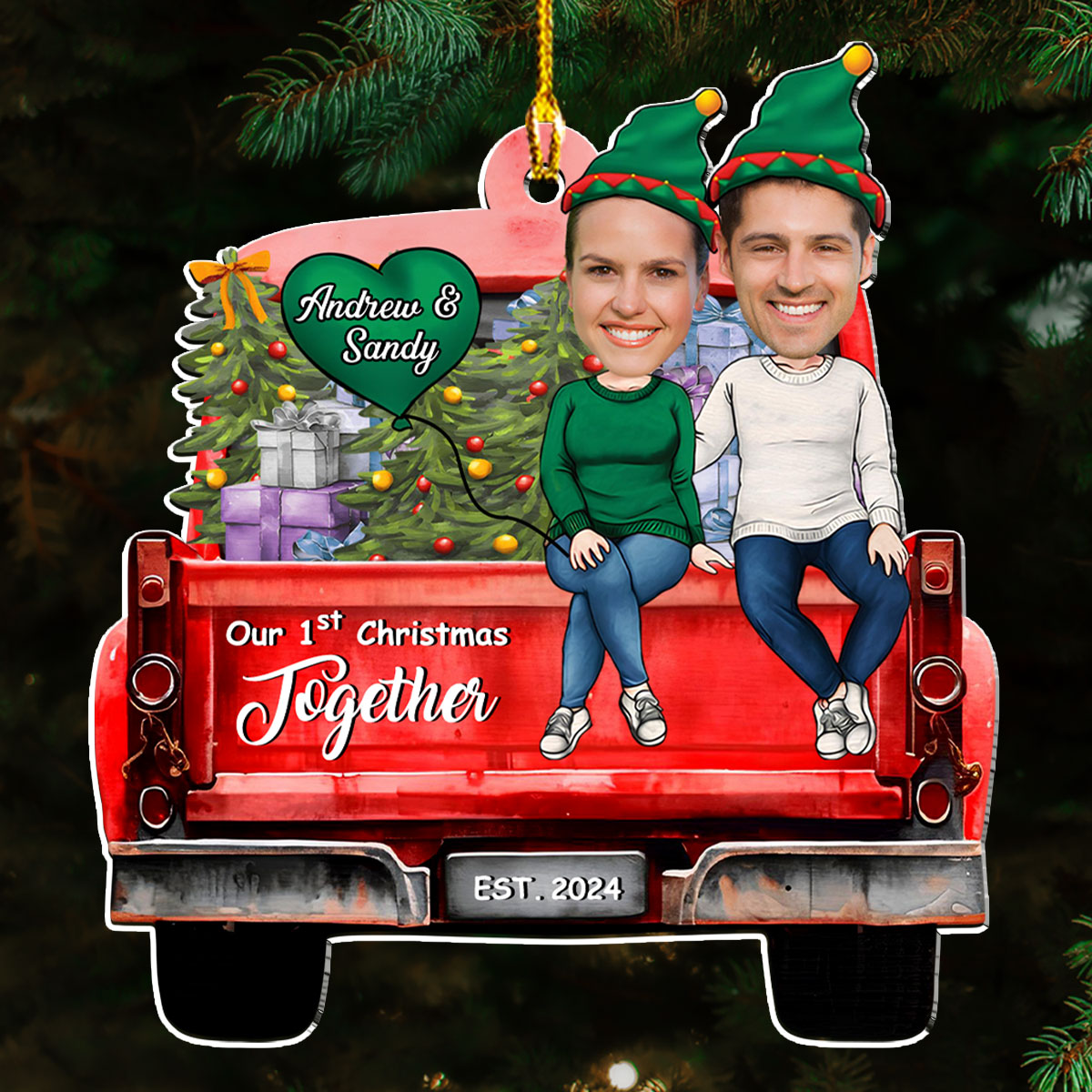 Couple Photo 1st Christmas - Personalized Custom Acrylic Ornament