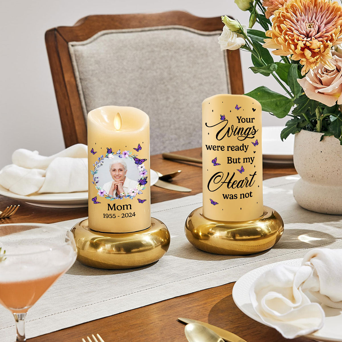 Your Wings Were Ready - Personalized Custom LED Candle