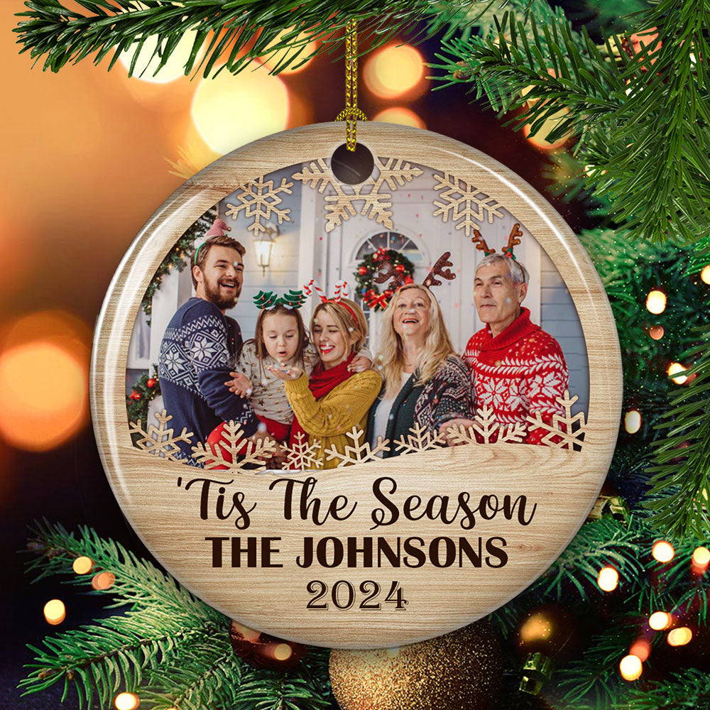 Family, Tis The Season - Personalized Custom Circle Ceramic Ornament