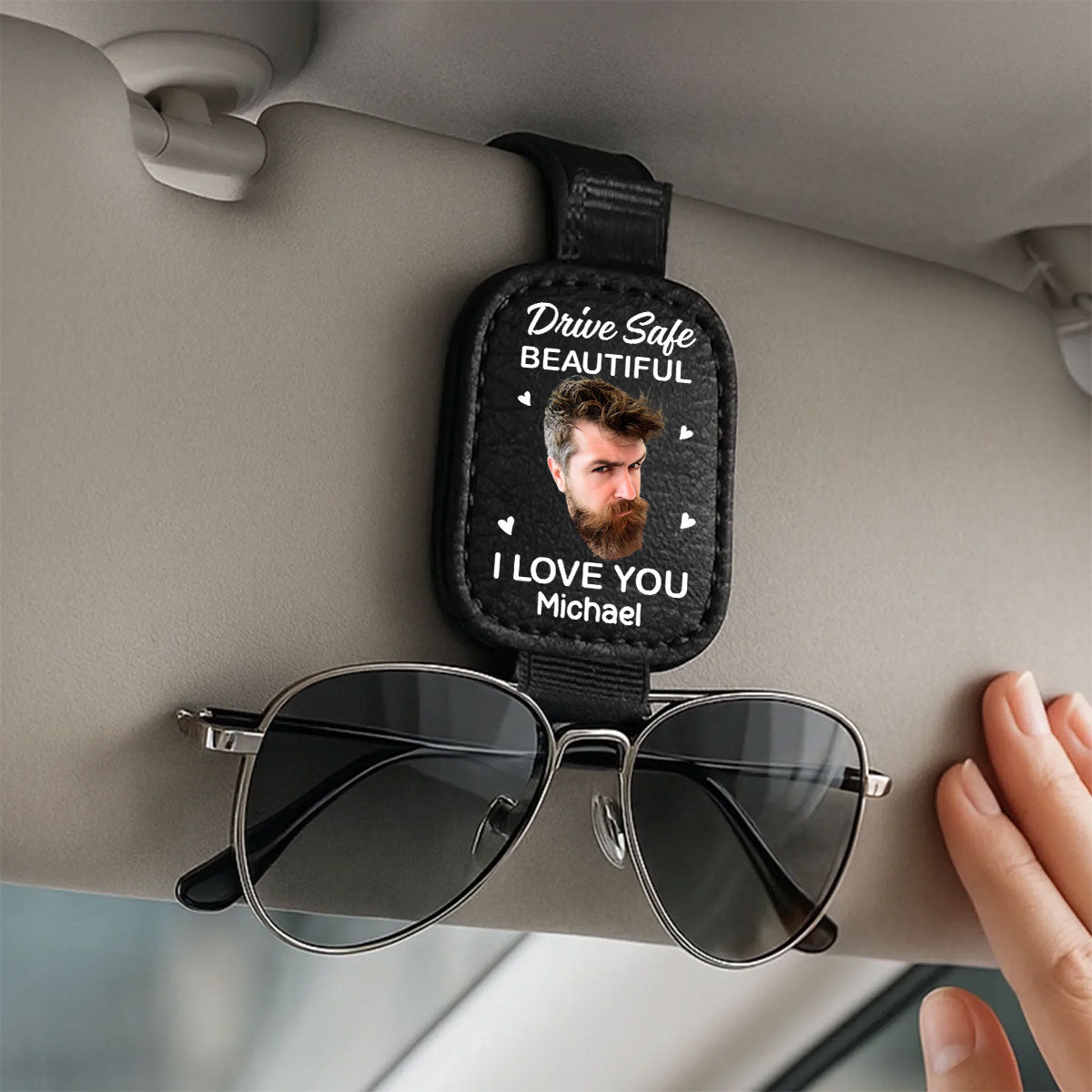 I Love You Beautiful - Personalized Custom Sunglasses Holder For Car Visor