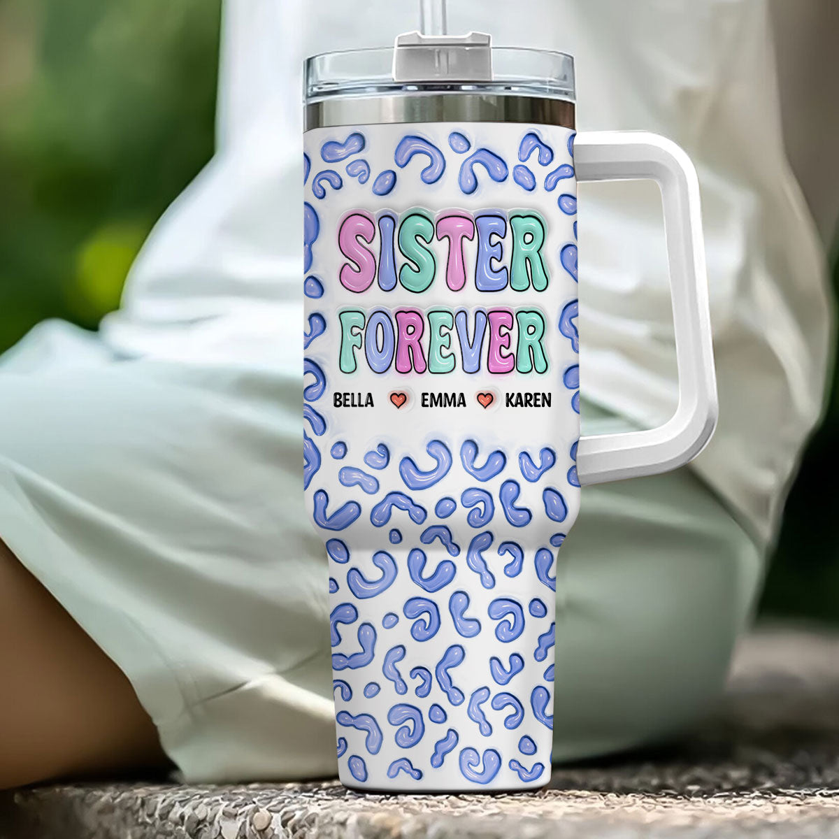 Besties For The Resties - Personalized Custom 3D Inflated Effect Printed 40 Oz Tumbler