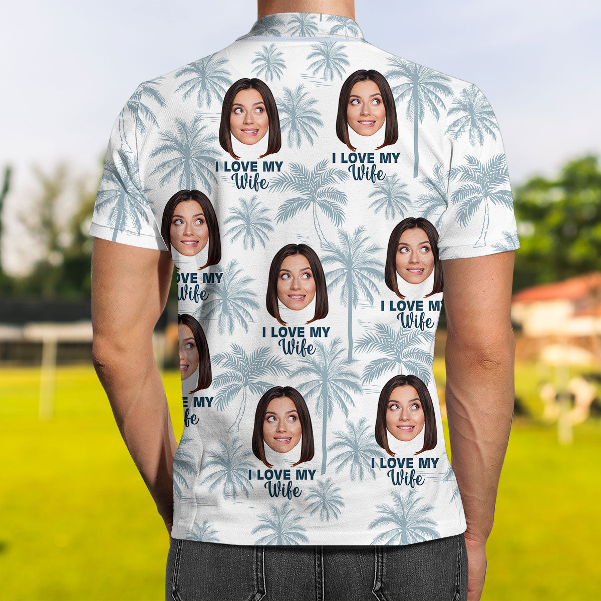 Love My Wife - Personalized Photo Polo Shirt
