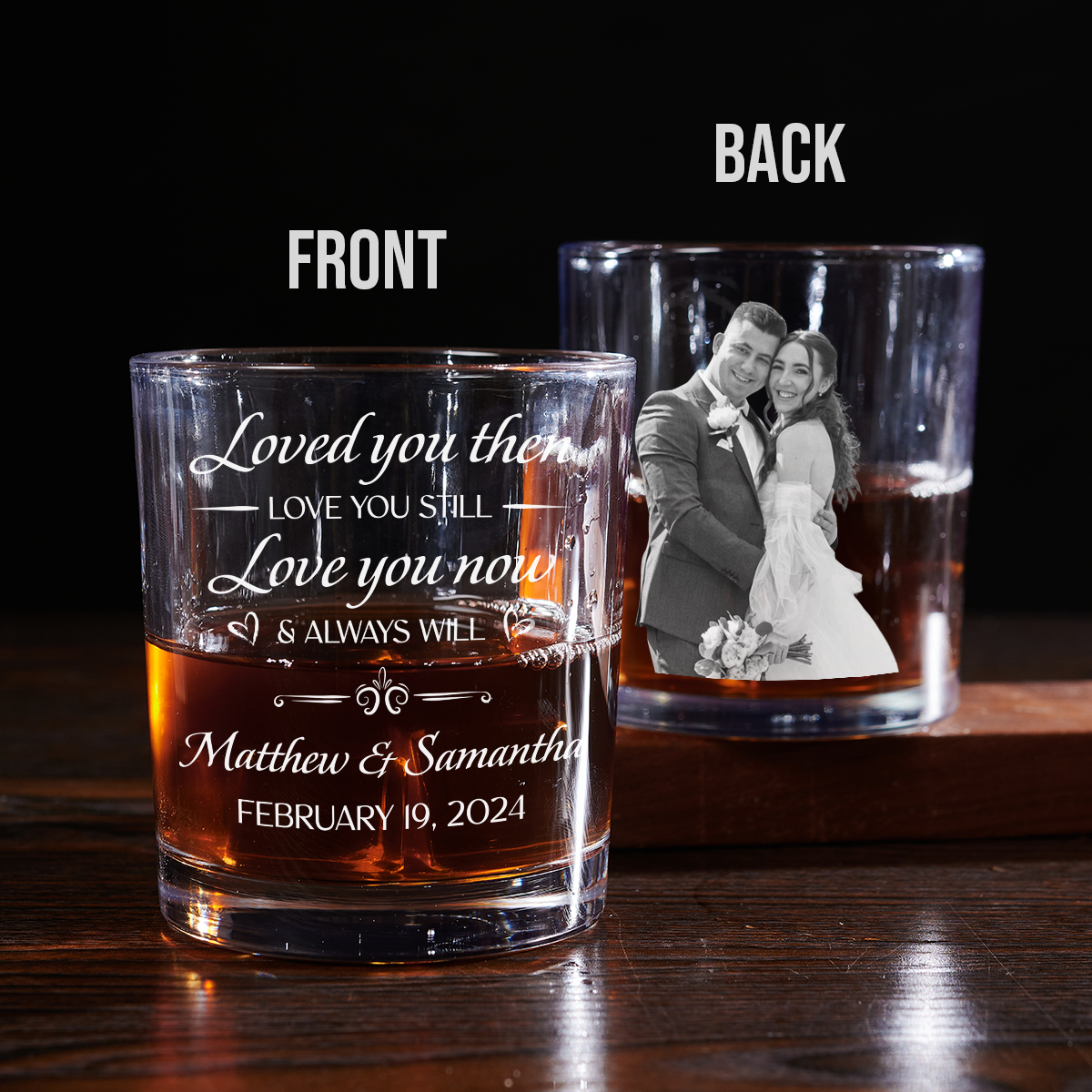 Love You Now And Always Will - Personalized Custom Whiskey Glass
