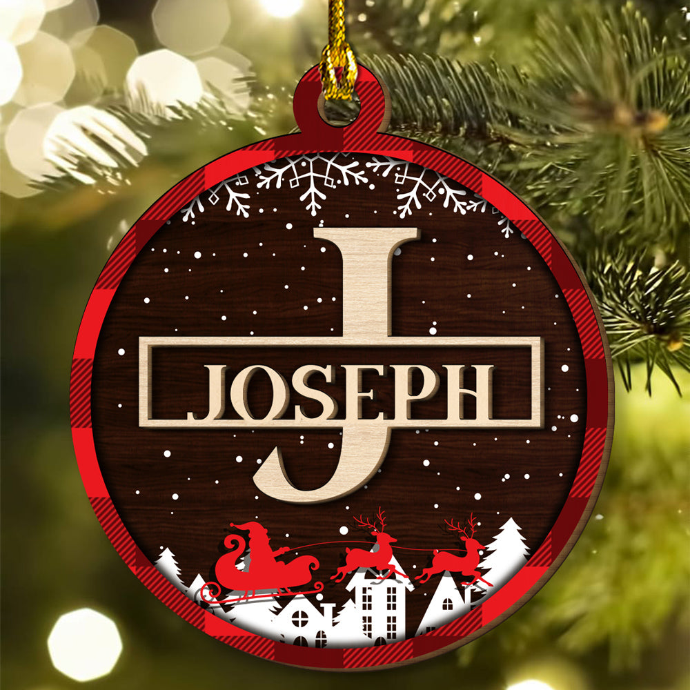 Custom Name Merry Christmas - Personalized Custom 2-layered Wood Ornament
