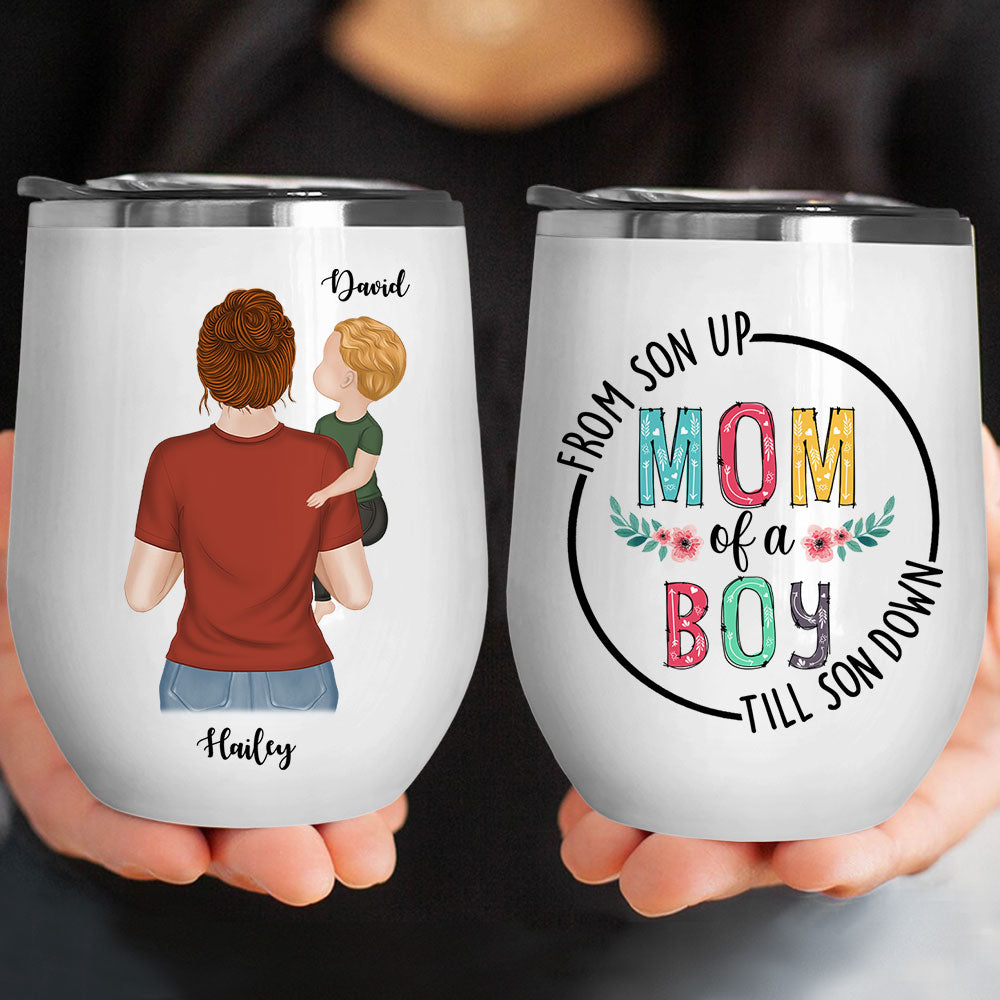 Mom Of Boys - Personalized Custom Wine Tumbler