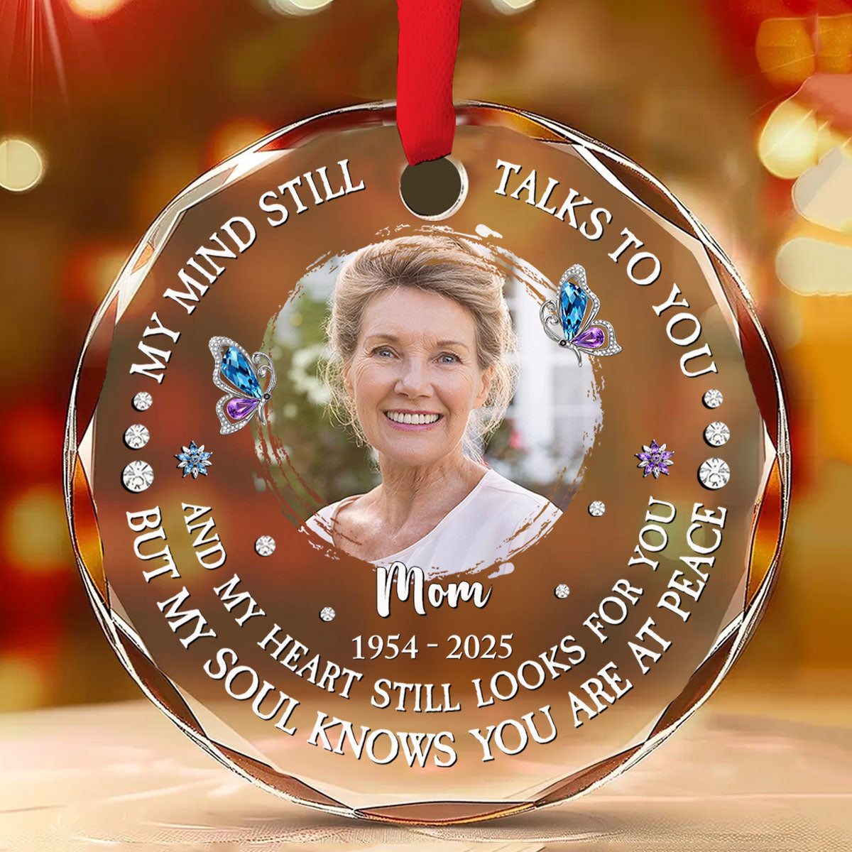 My Mind Still Talks To You - Personalized Custom Glass Ornament