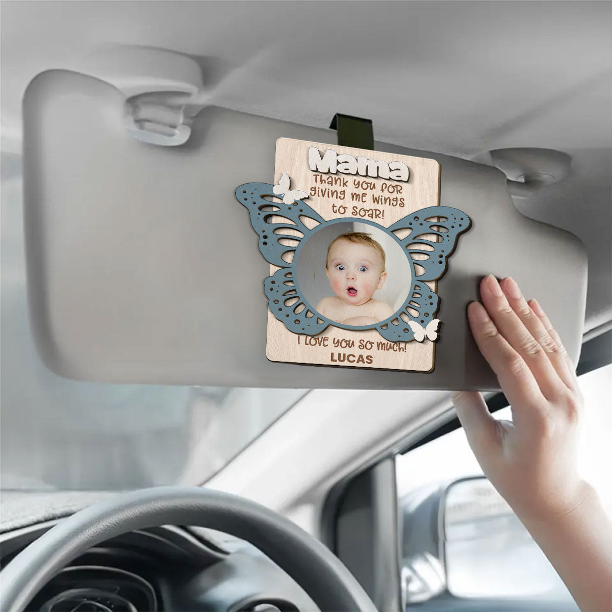 Thank You For Giving Us Wings - Personalized Custom Car Visor Clip