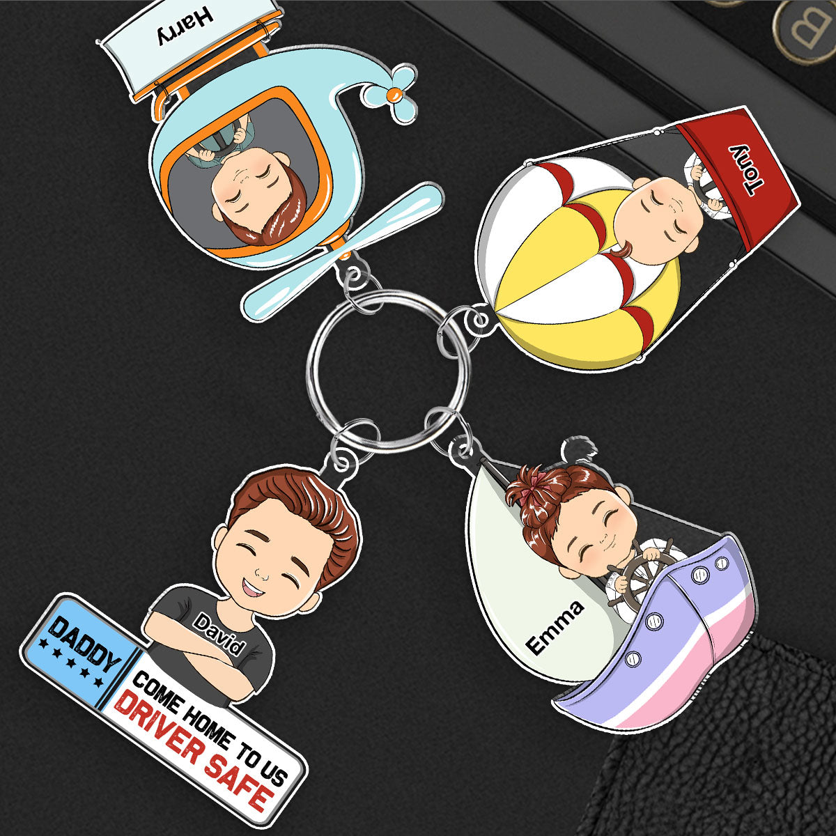 Daddy Driver Safe Come Home To Us - Personalized Acrylic Tag Keychain