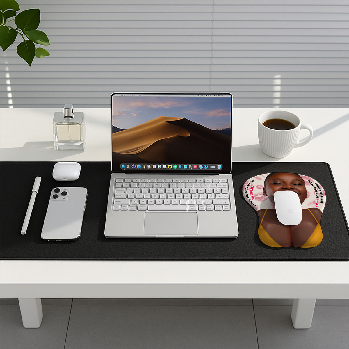 Love You With All Of My Heart Custom Face - Personalized Custom 3D Mouse Pad