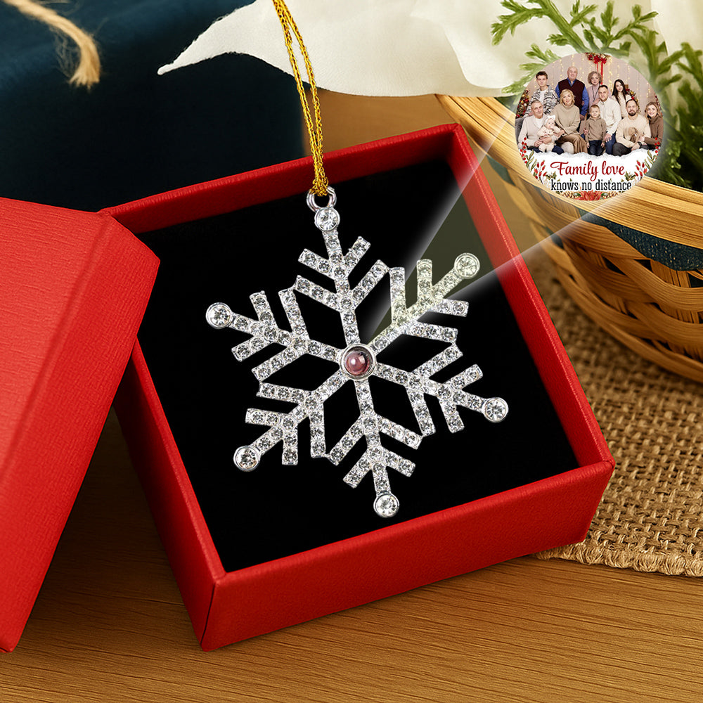 Family Love - Personalized Custom Photo Snowflake Projection Ornament