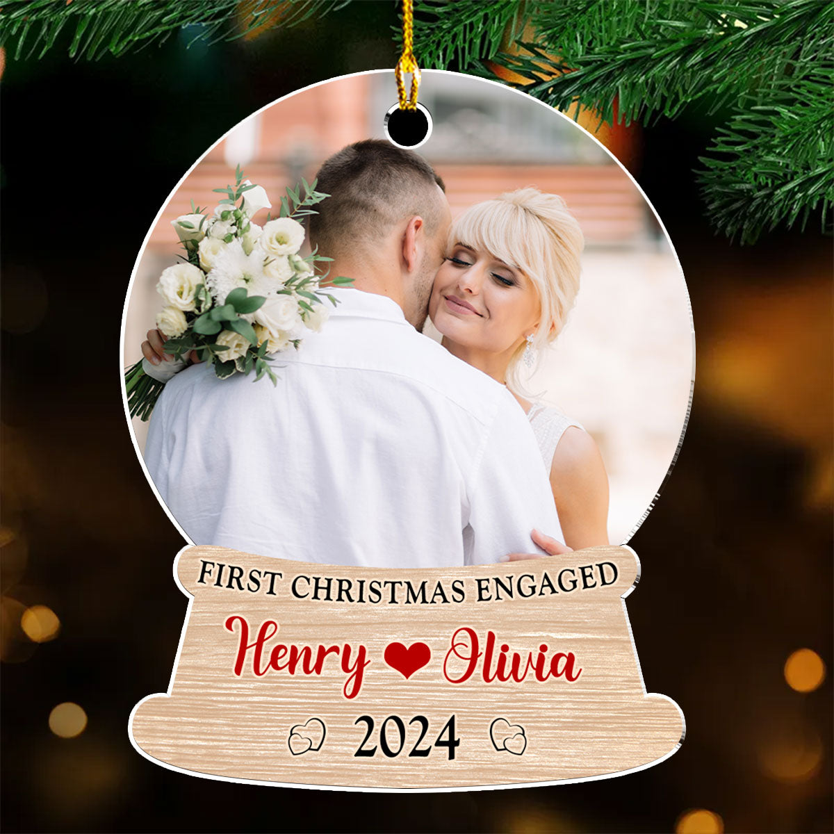 1st Christmas Married Custom Photo - Personalized Custom Acrylic Ornament