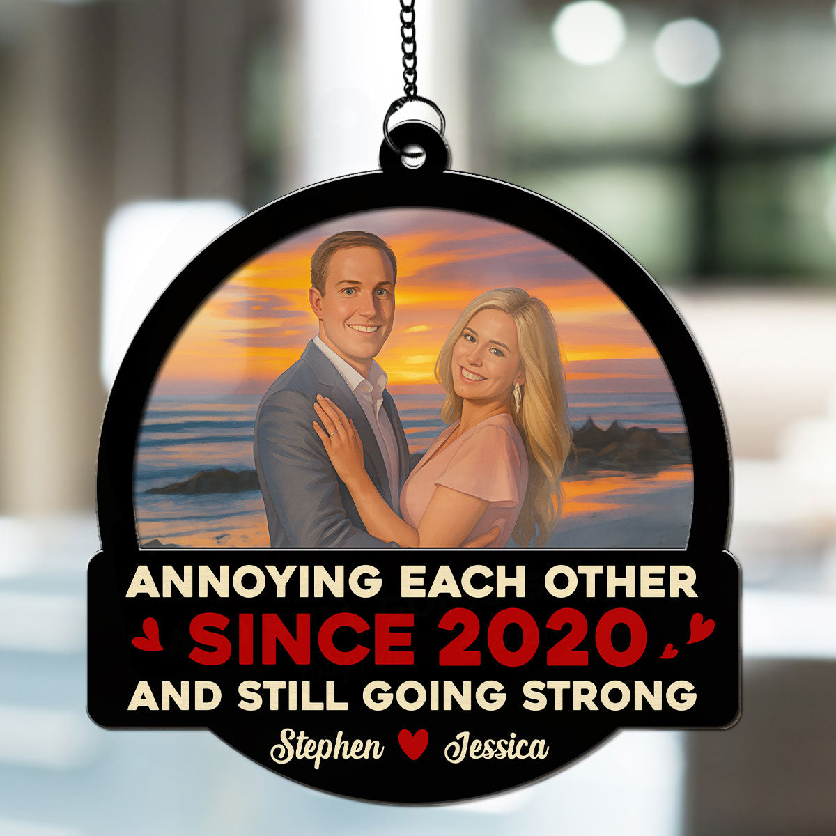 Custom Photo Annoying Each Other - Personalized Custom Suncatcher