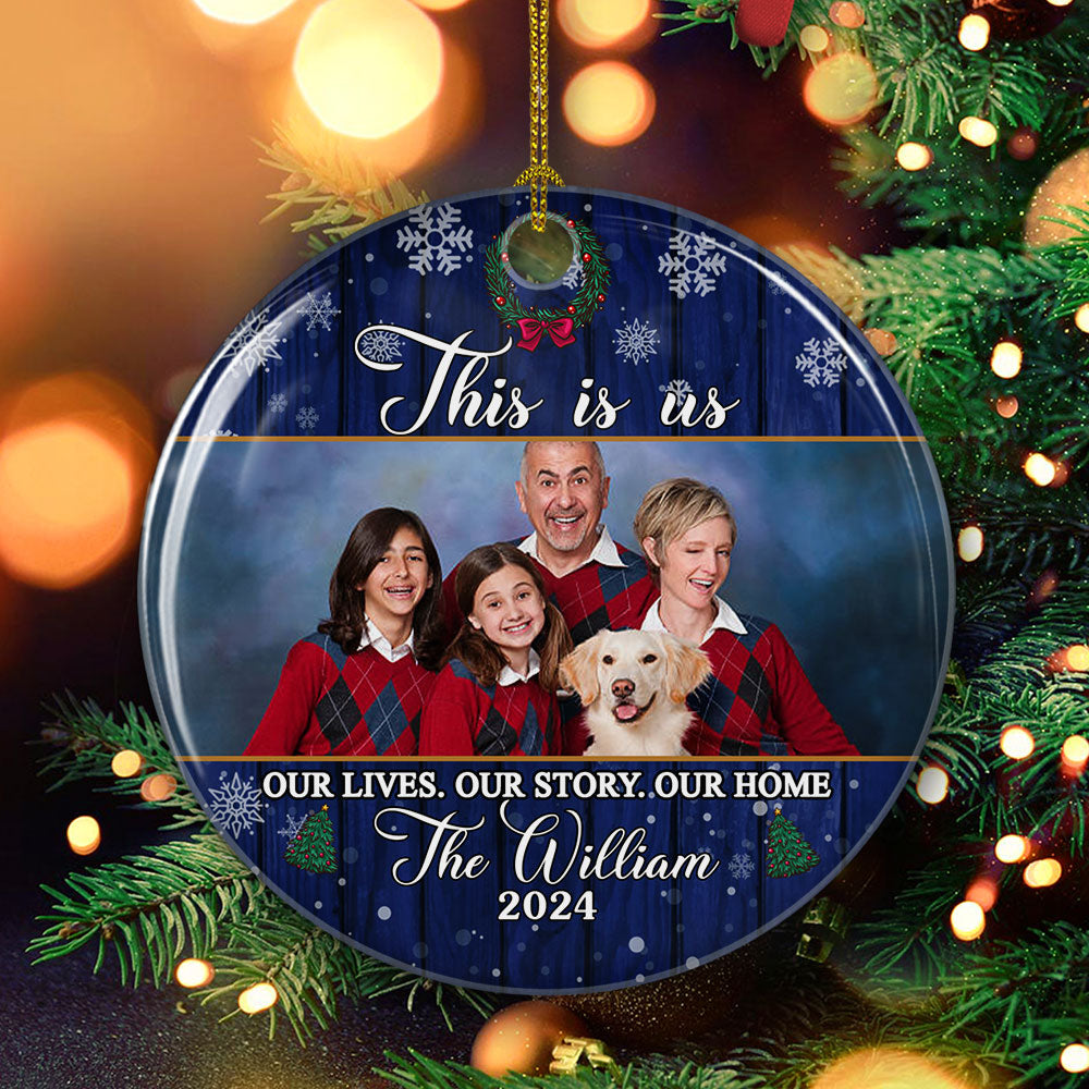 This Is Us - Personalized Custom Photo Circle Ceramic Ornament