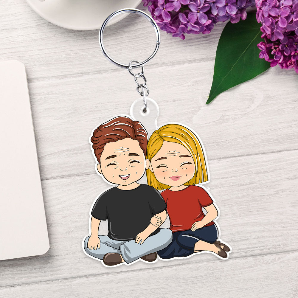 Cartoon Couple - Personalized Custom Acrylic Keychain