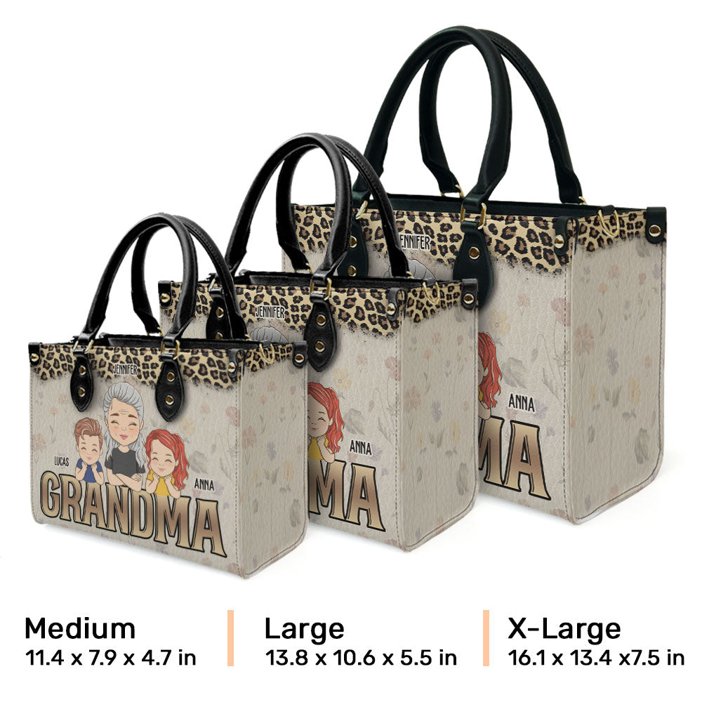 Grandma Kids Together - Personalized Custom Leather Bag