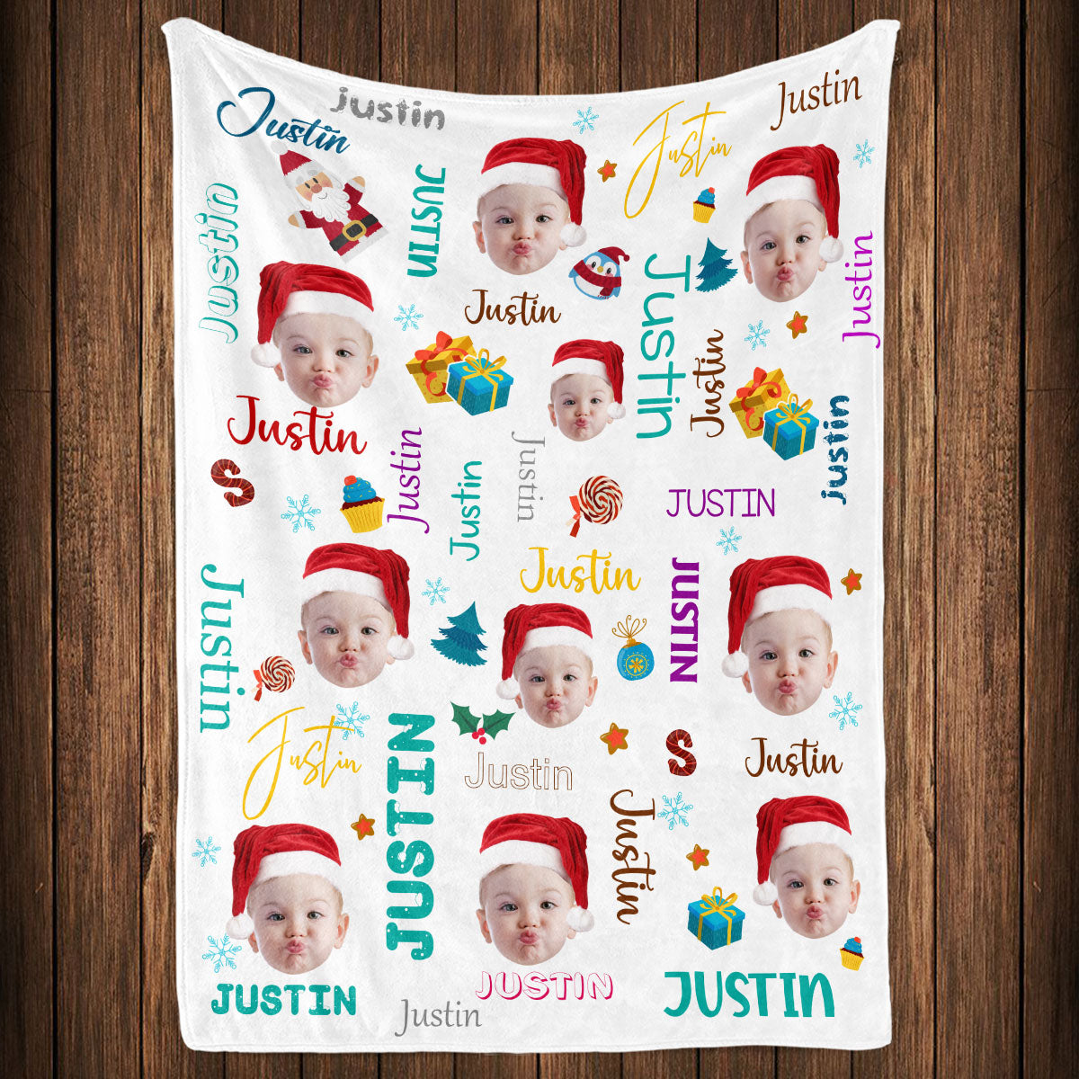 Baby Christmas Custom Photo - Personalized Custom Fleece Blanket