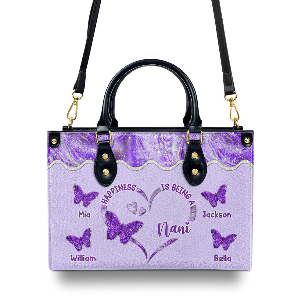 Happiness Is Being - Personalized Custom Leather Bag