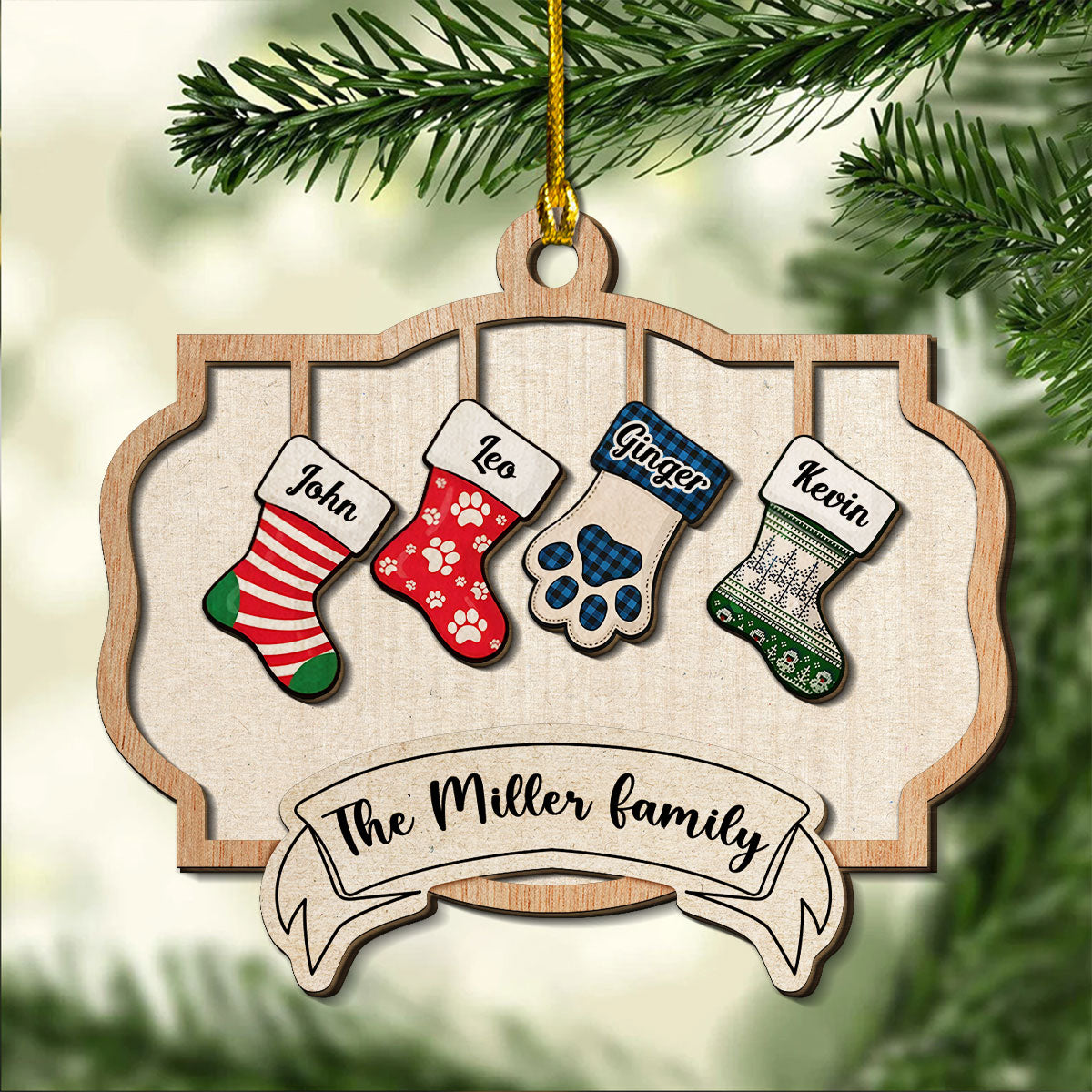 Family Christmas - Personalized Custom 2-Layered Wood Ornament