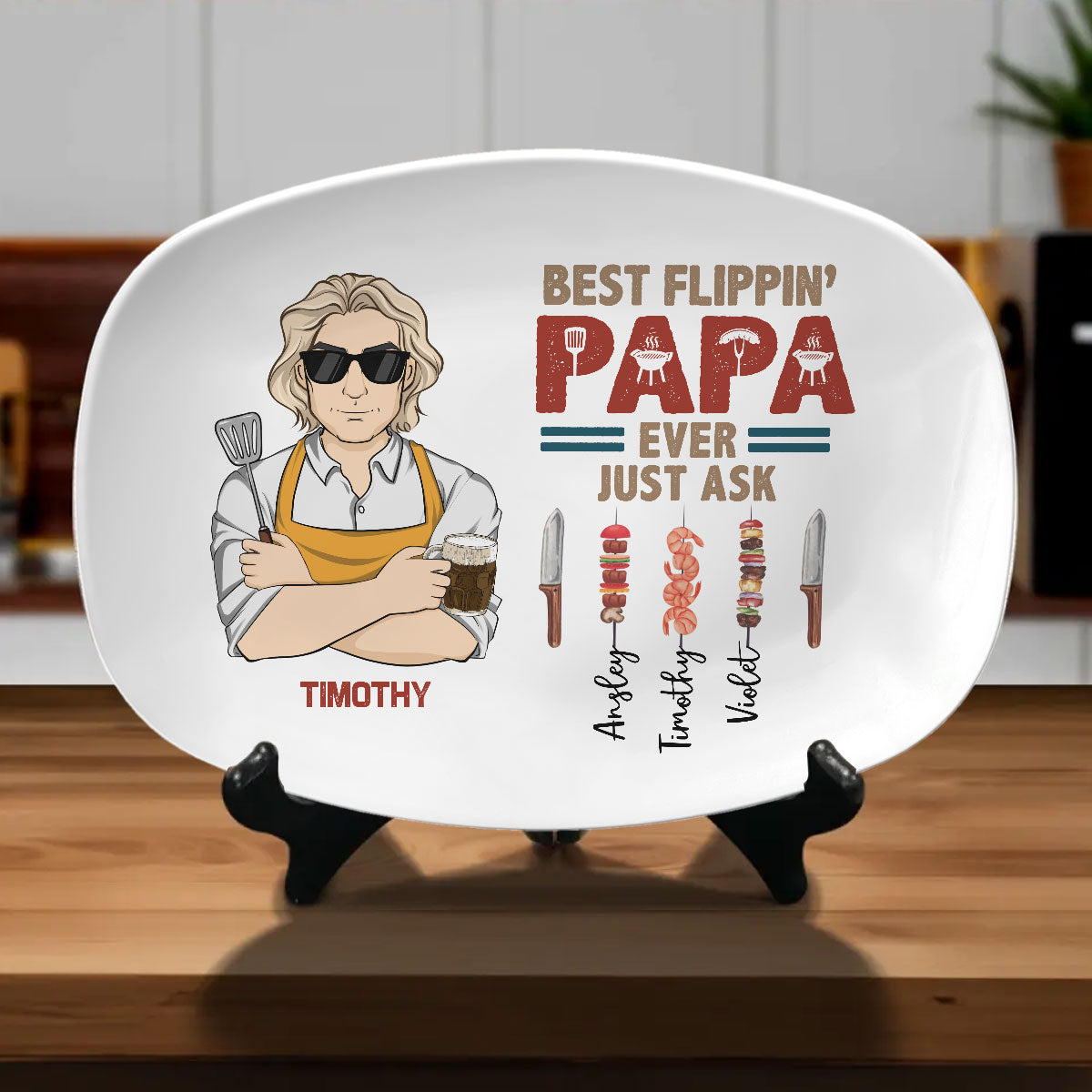 Best Flipping Dad Ever Just Ask - Personalized Custom Platter