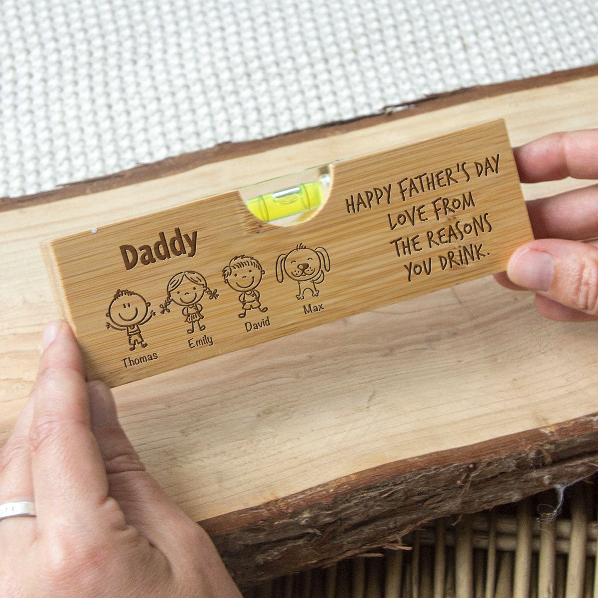 From The Reasons Your Drink - Personalized Custom Engraved Wooden Spirit Level Bottle Opener