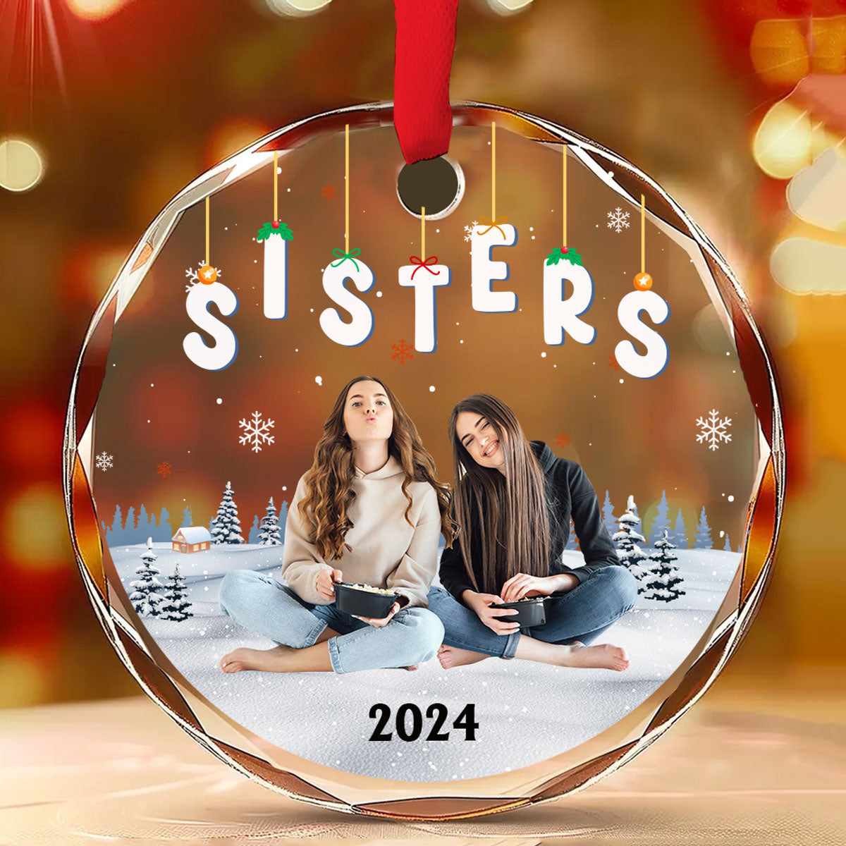 Bestie Christmas Together - Personalized Custom Glass Ornament