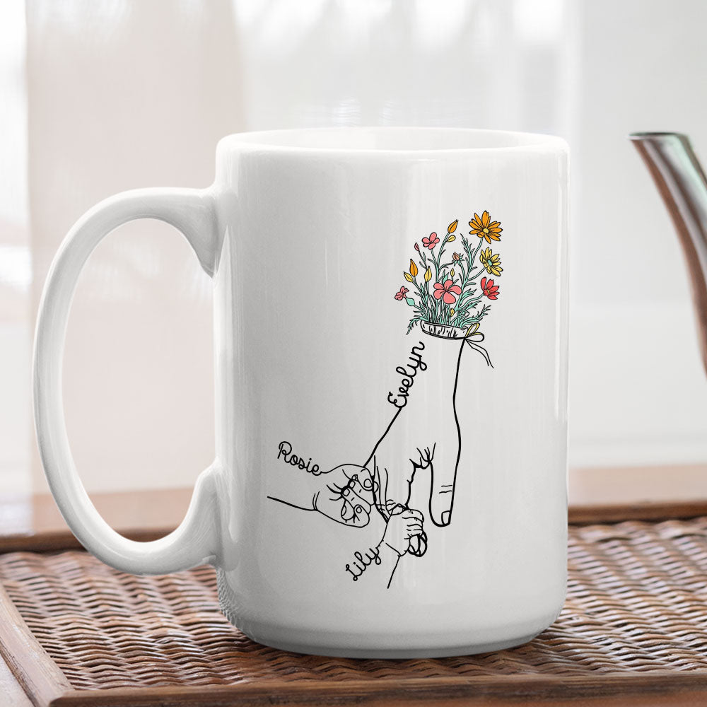 Holding Hand Of Mom - Personalized Custom Coffee Mug