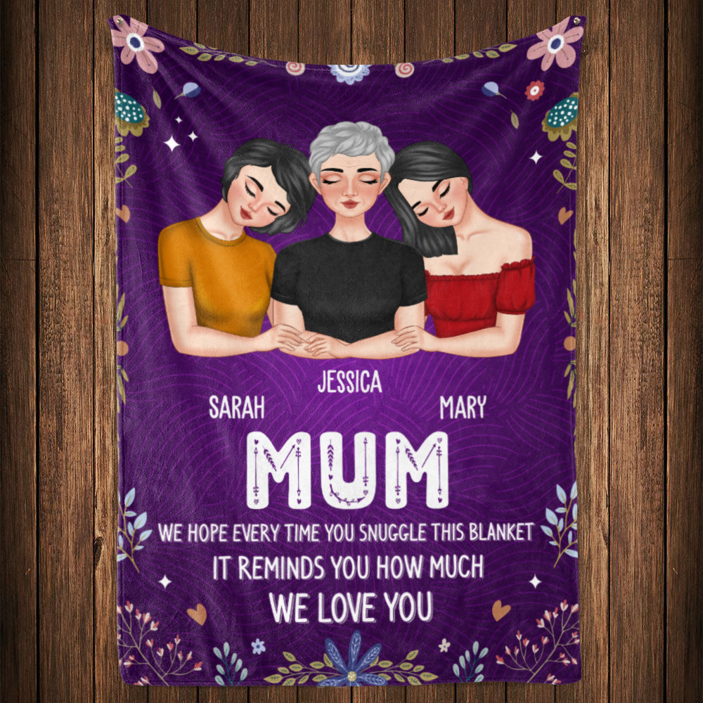 A Hug From Daughters To Mom - Personalized Custom Fleece Blanket