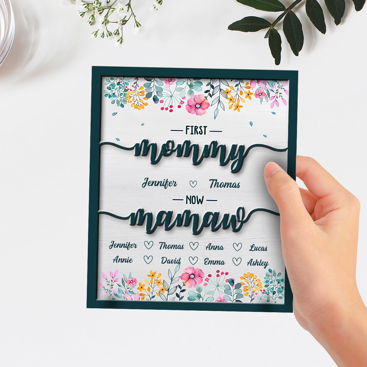 First Mom Now Great Grandma - Personalized Wooden Plaque