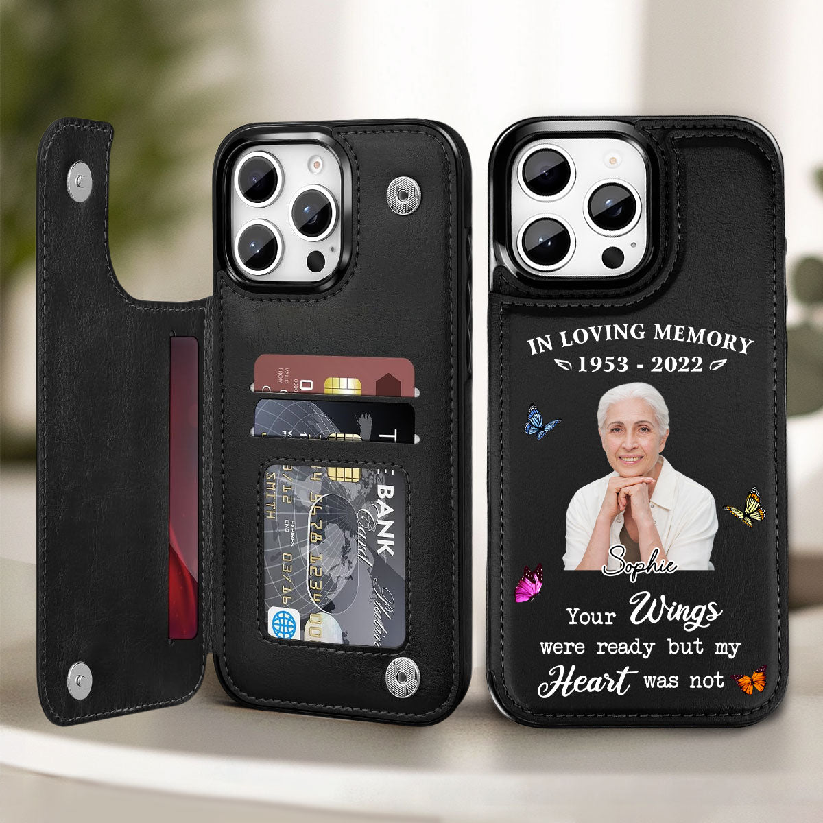 In Loving Memory - Personalized Custom Leather Phone Case
