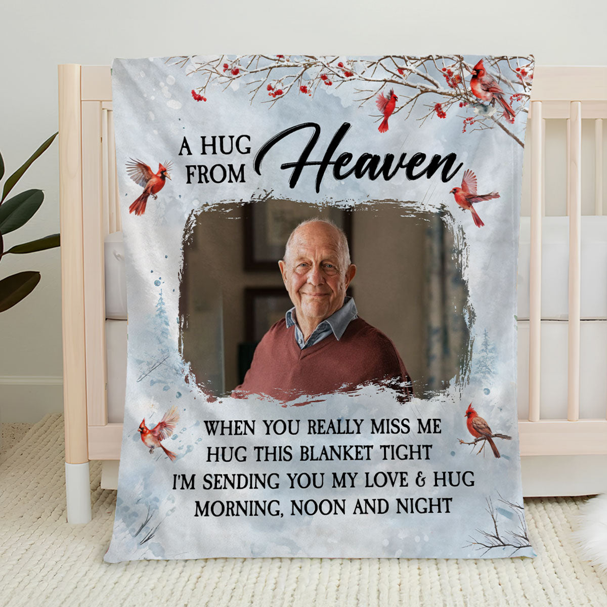 A Hug From Heaven Custom Photo - Personalized Custom Fleece Blanket