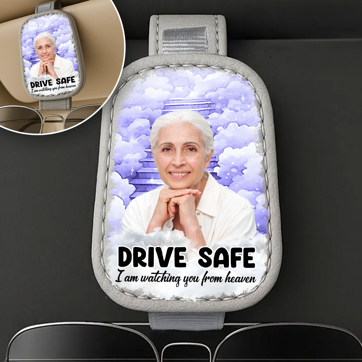 Watching You From Heaven - Personalized Custom Sunglasses Holder For Car Visor