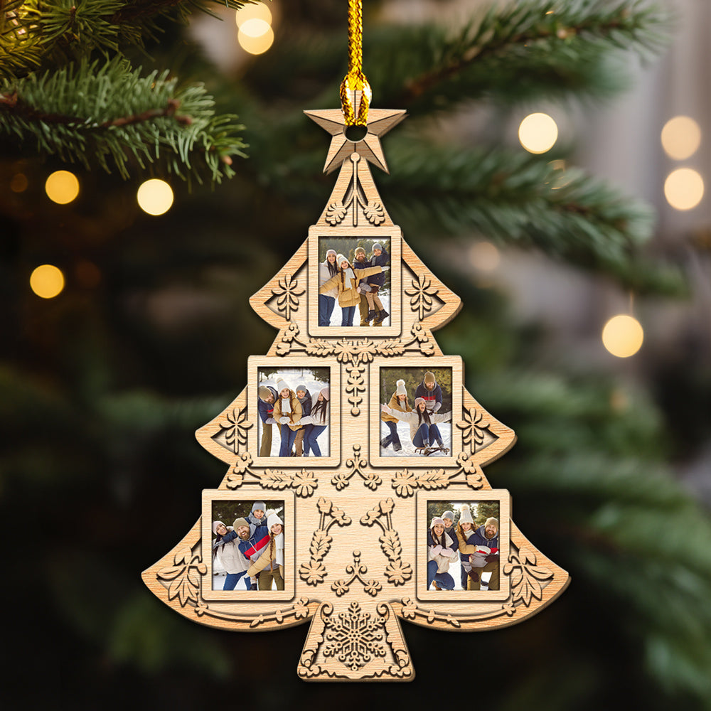 Christmas Tree Family - Personalized Custom Wood Ornament