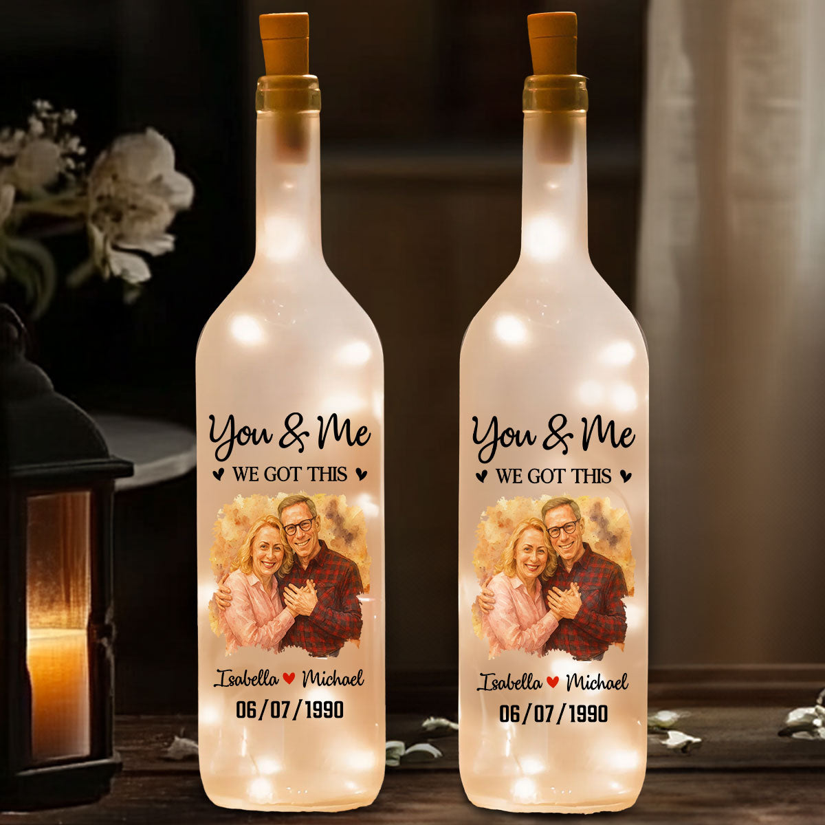 You And Me - Personalized Custom Bottle Lamp