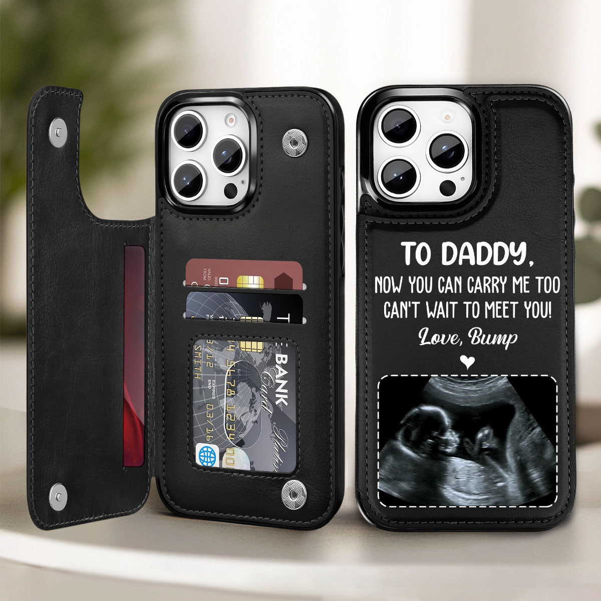Can Not Wait To Meet You - Personalized Custom Leather Phone Case